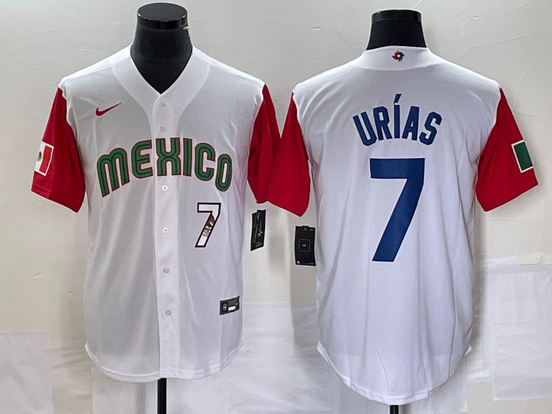 Men 2023 World Cub Mexico #7 Urias White blue Nike MLB Jersey
